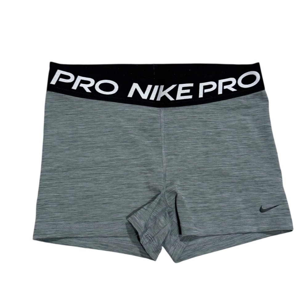 Nike Pro Womens Dri-FIT Compression Shorts Gray Heathered Space Dye Size L